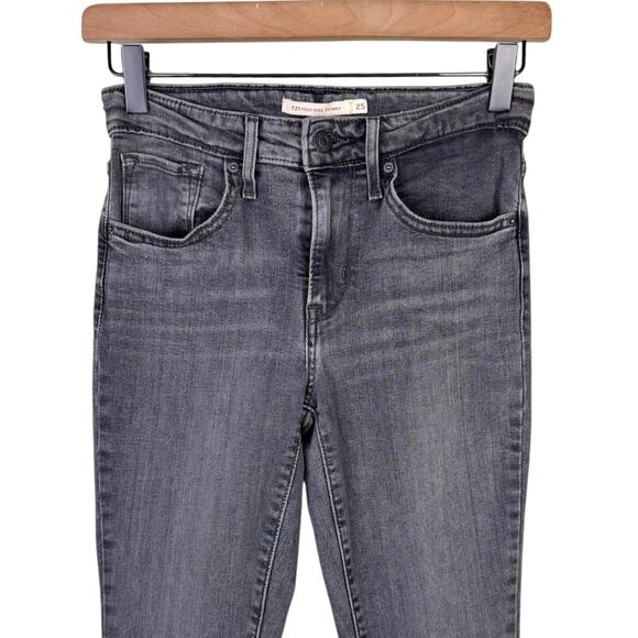 Levi’s 721 High Rise Skinny Dark Gray Black 28" Inseam Slim Fit Stretch Jeans - Picture 2 of 6